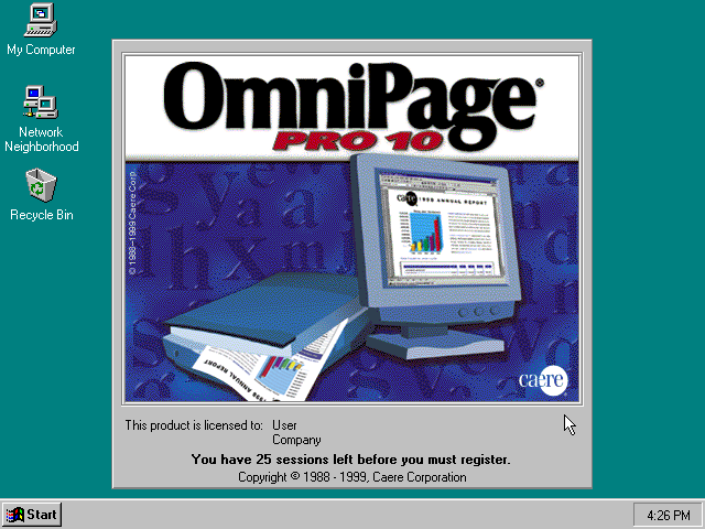 OmniPage Pro 10 - Splash